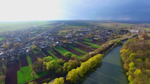 Luchtfoto Van Prachtige Natuur Gezellige Straten Met Huizen — Stockvideo