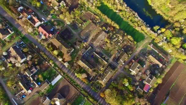 Vista Aérea Hermosas Calles Casas Coloridos Jardines — Vídeos de Stock