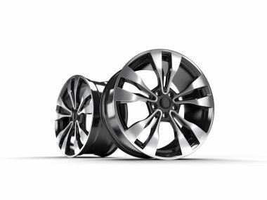 car wheels isolated on a white background. 3D rendering illustration. clipart