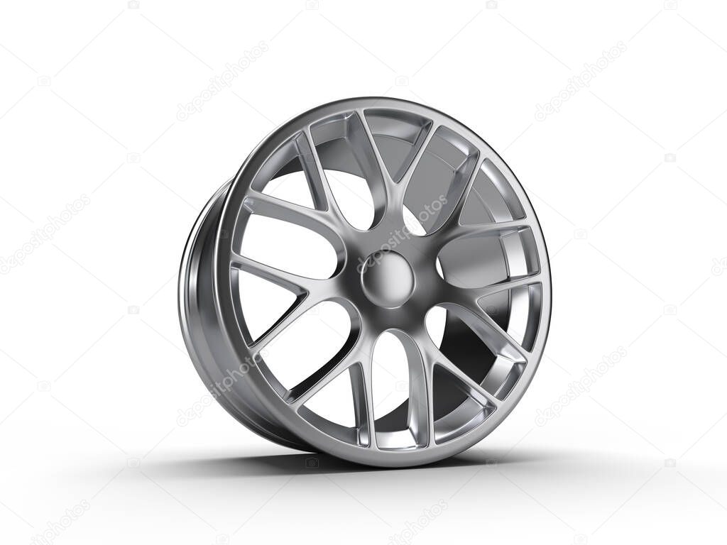 Steel disks for a car. 3D rendering illustration.