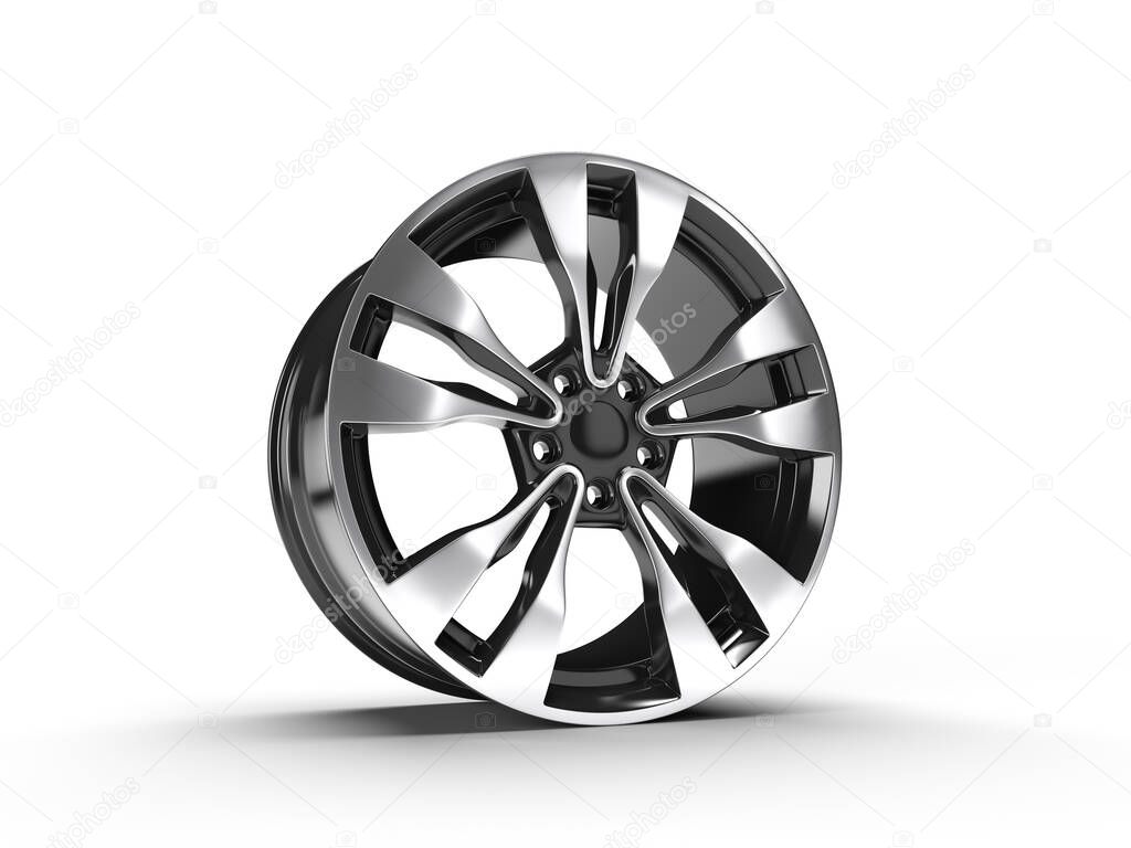 car wheels isolated on a white background. 3D rendering illustration.