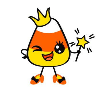 Benim ilk Cadılar Bayramı. Komik Mısır şeker Illustration. Kawai.