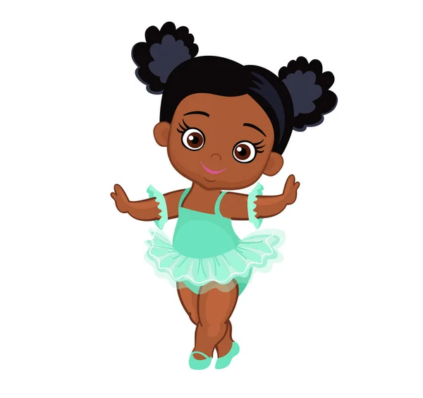 チュチュ ドレスのベクトルかわいい赤ちゃんのアフリカ系アメリカ人のバレリーナ 白い背景で隔離のベクトル図 — ストックベクタ