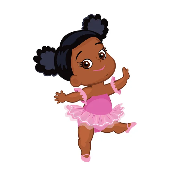 Vector Pequeno Bebê Bonito Bailarina Afro Americana Vestidos Tutu Ilustração Gráficos Vetores