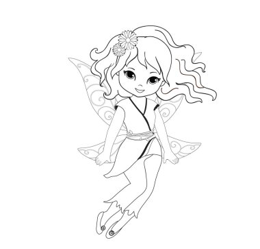 Uçuş Isolated beyaz arka plan üzerinde güzel peri boyama. Beyaz arka plan üzerinde izole vektör çizim.