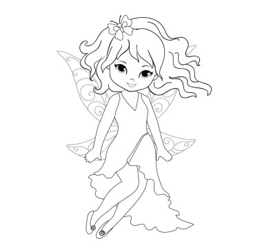 Uçuş Isolated beyaz arka plan üzerinde güzel peri boyama. Beyaz arka plan üzerinde izole vektör çizim.