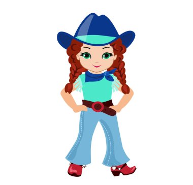 Beyaz arka plan üzerinde izole güzel cowgirl.
