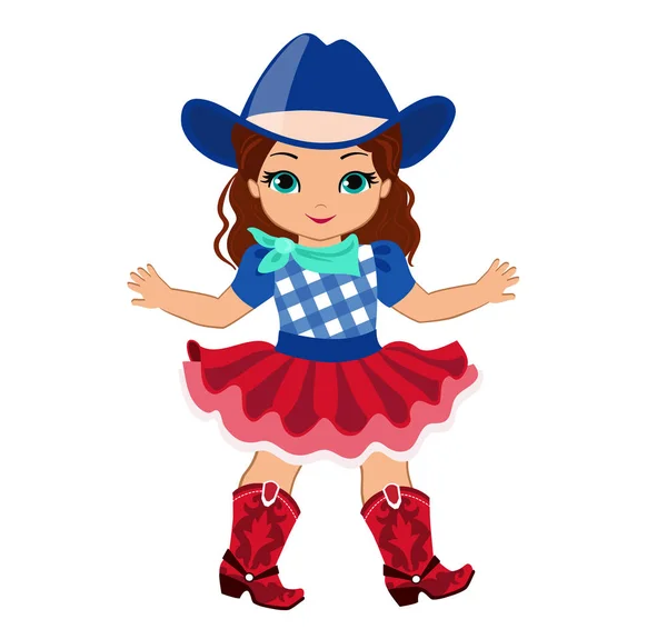 Gyönyörű Cowgirl Elszigetelt Fehér Background — Stock Vector