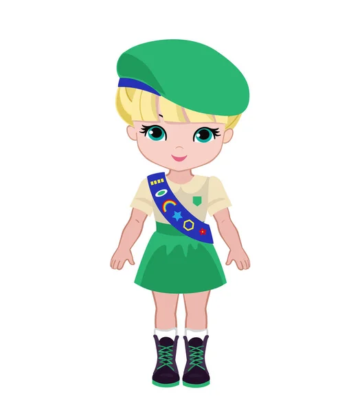 Junior Scout Girl Explorer Dívky Camping Digitální Děti — Stockový vektor