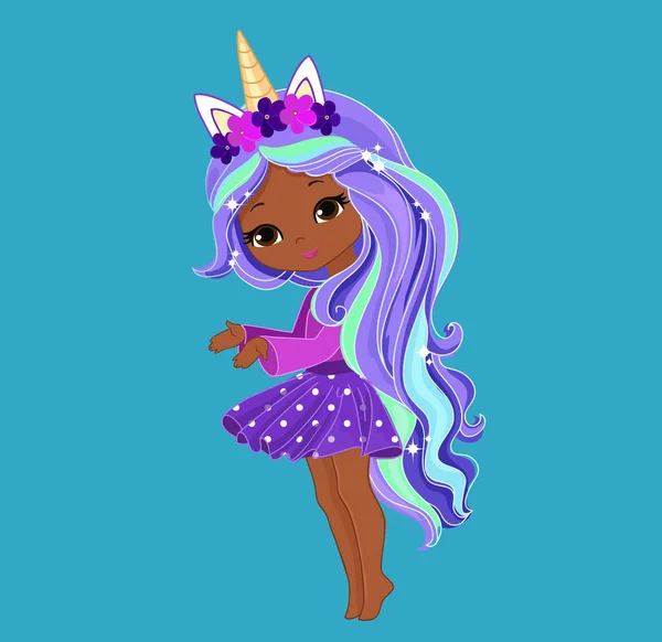 Ilustración Una Linda Chica Unicornio — Vector de stock