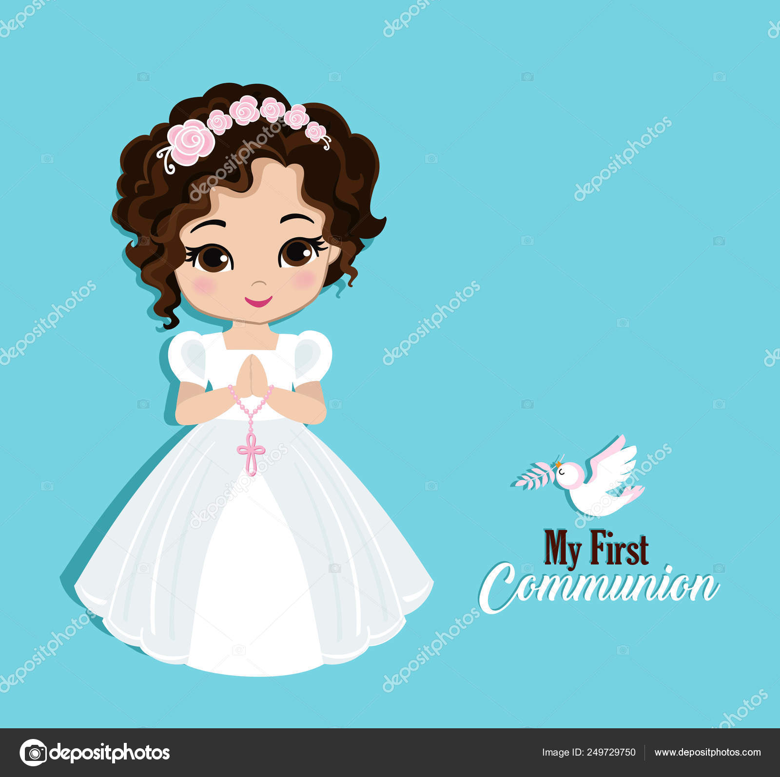 Conjunto de elementos de diseño para Primera Comunión para niñas