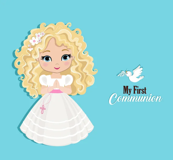 Set of design elements for First Communion for girls. Royalty Free Stock Vectors