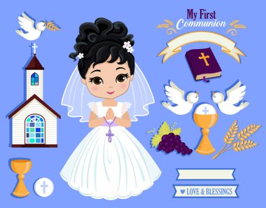 Tasarım öğeleri kümesi ilk görüşme günün için kızlar için.