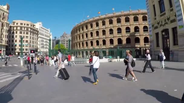 Valencia Spanien Maj 2018 Plaza Toros Tjurfäktningsarenan Valencia Tjurfäktningsarenan Byggd — Stockvideo