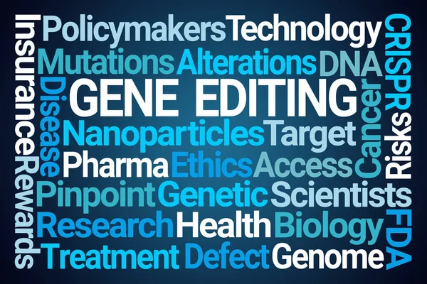Gene Editing Word Cloud Blue Background — Stock Photo, Image