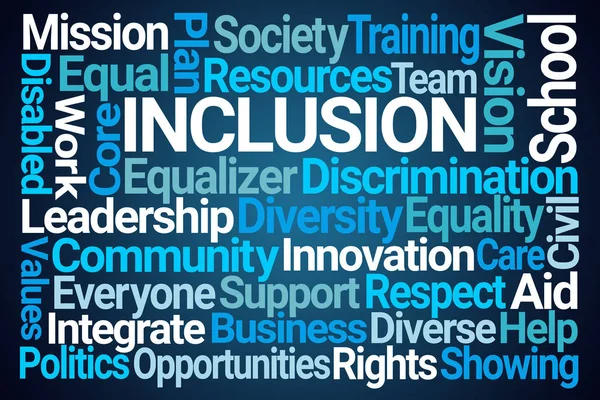 Inclusion Word Cloud Blue Background — Stock Photo, Image