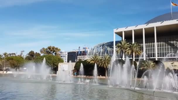瓦伦西亚 西班牙 2019年1月9日 瓦伦西亚宫音乐厅在图利亚花园 自1987年4月25日开幕以来 故宫已成为瓦伦西亚最重要的音乐中心 — 图库视频影像