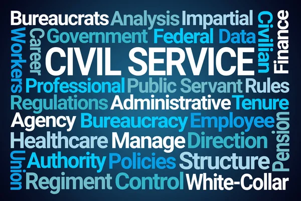 Serviço Civil Word Cloud Fundo Azul — Fotografia de Stock