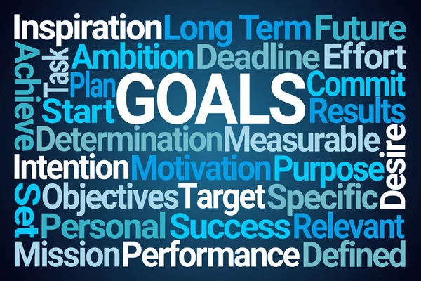 Goals Word Cloud Blue Background — Stock Photo, Image