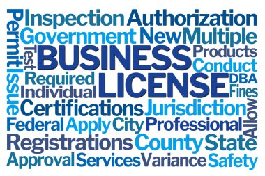 Business License Word Cloud on White Background clipart
