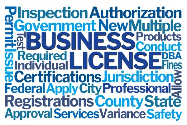 Business License Word Cloud Λευκό Φόντο — Φωτογραφία Αρχείου