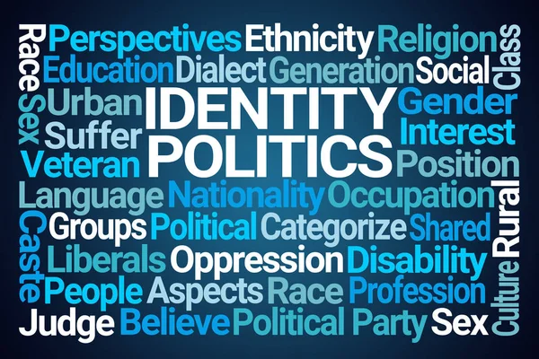 Identity Politics Word Cloud Blue Background — Stock Photo, Image