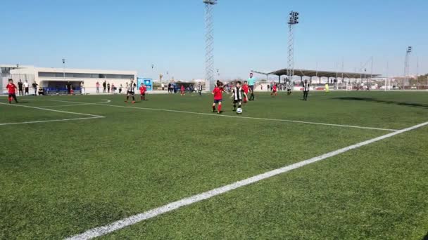 Valencia Spanien März 2019 Unbekannte Jugendfußballer Während Eines Fußballspiels Fußball — Stockvideo