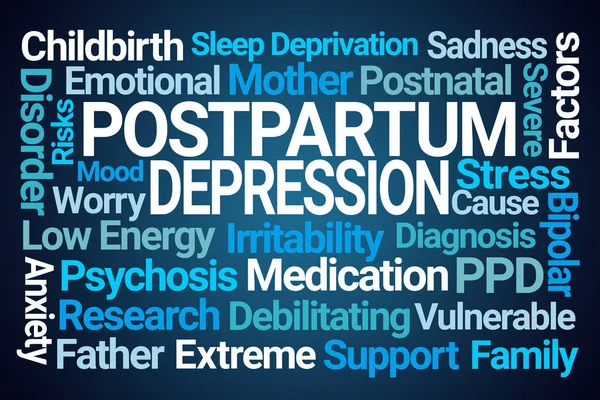 Awan kata depresi postpartum — Stok Foto