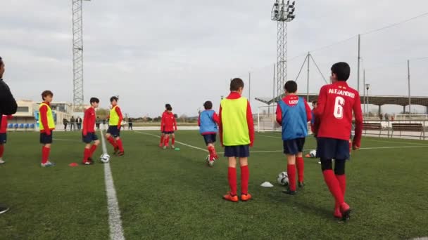 Валенция Испания Марта 2019 Года Неизвестные Молодые Футболисты Время Футбольной — стоковое видео