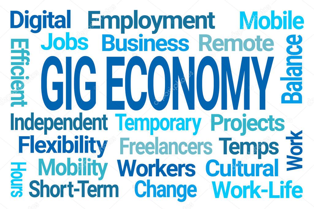 Gig Economy Word Cloud on White Background