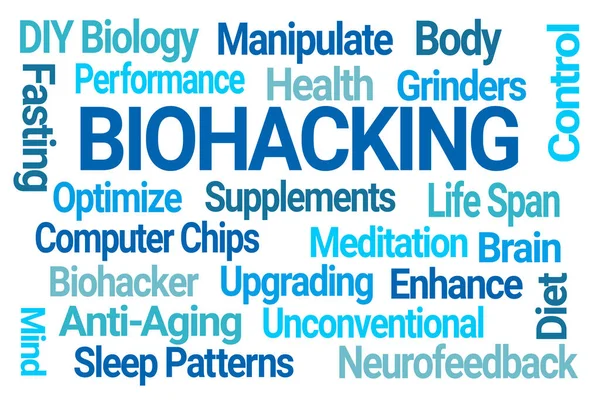 Biohacking Word Cloud Witte Achtergrond — Stockfoto