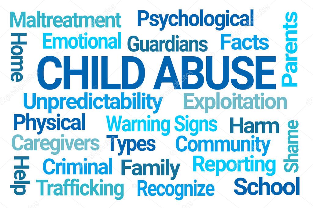 Child Abuse Word Cloud on White Background