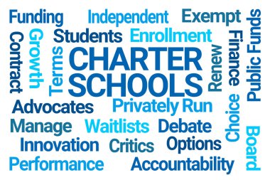 Charter Schools Word Cloud on White Background clipart