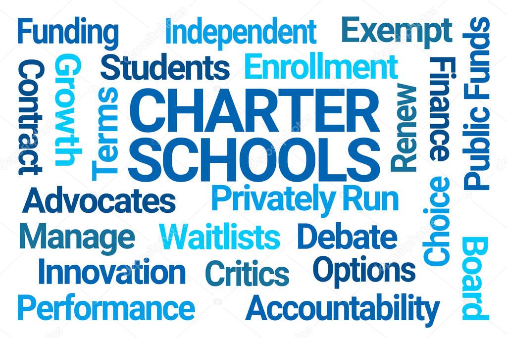Charter Schools Word Cloud on White Background