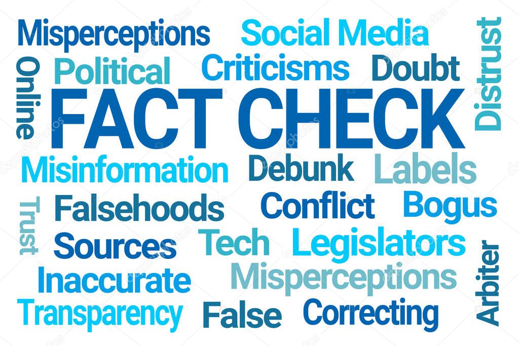 Fact Check Word Cloud on White Background