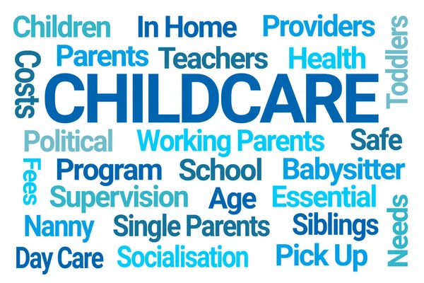 Childcare Word Cloud Sfondo Bianco — Foto Stock