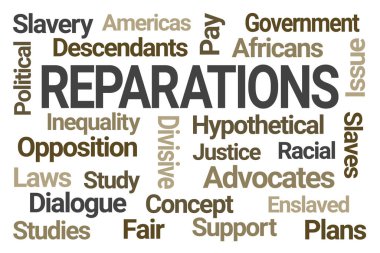 Brown Reparations Word Cloud on White Background clipart