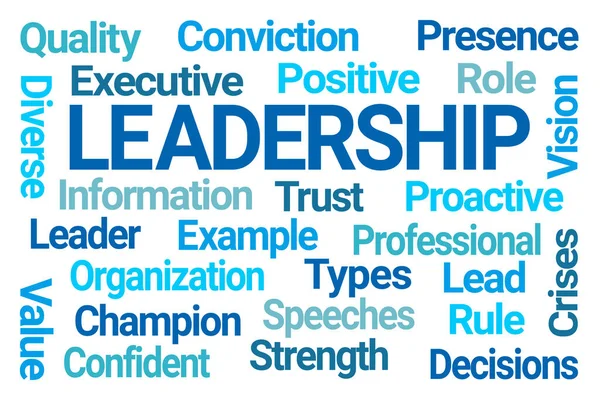 Blue Leadership Word Cloud Sfondo Bianco — Foto Stock