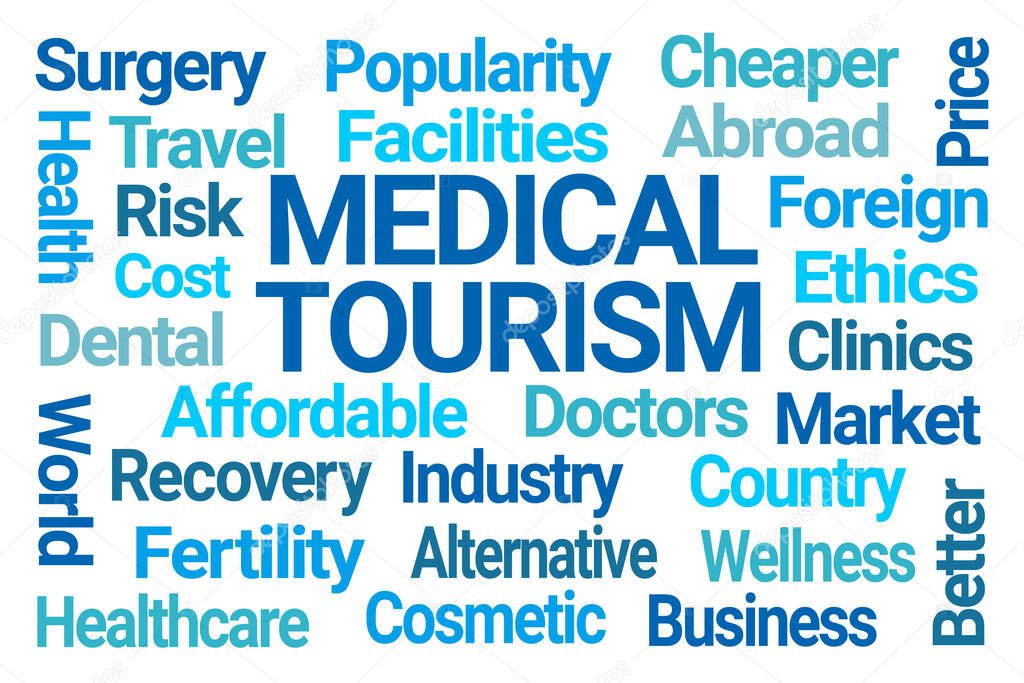 Medical Tourism Word Cloud on White Background