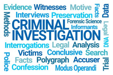 Criminal Investigation Word Cloud on White Background clipart