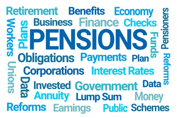 Pensioni Word Cloud Sfondo Bianco — Foto Stock