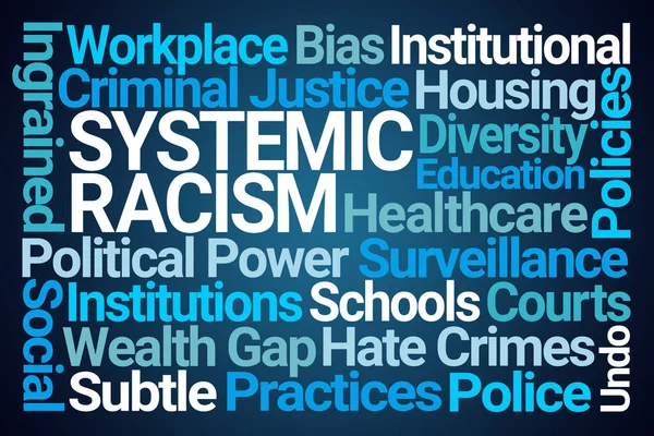 青色の背景にSystemic Racism Word Cloud — ストック写真