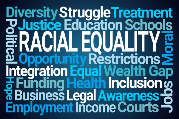 Racial Equality Word Cloud Blue Background — Stock Photo, Image