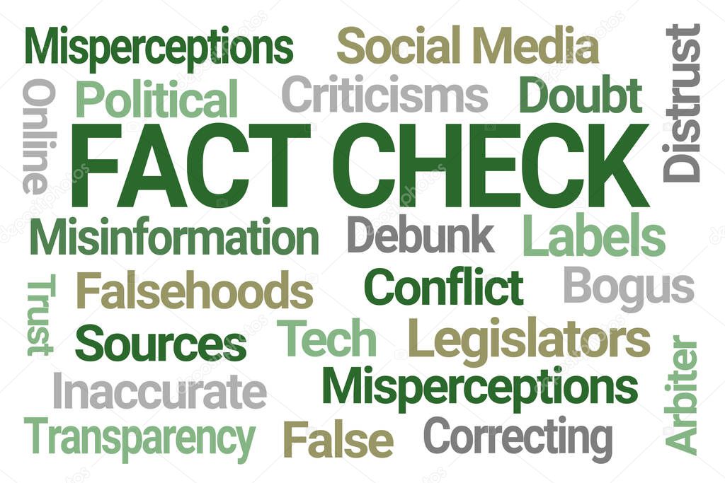 Fact Check Word Cloud on White Background