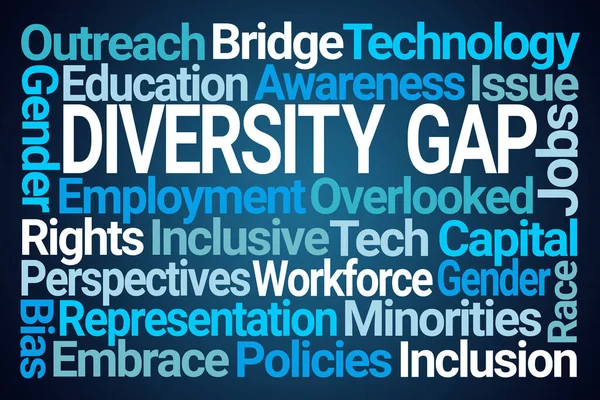 Diversidade Gap Word Cloud Fundo Azul — Fotografia de Stock