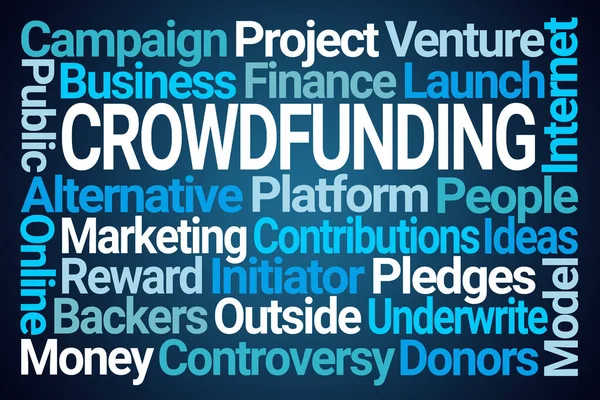 Crowdfunding Word Cloud Blue Background — Stock Photo, Image