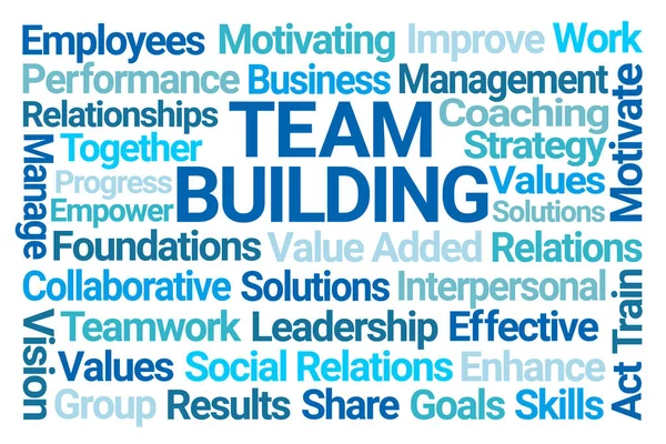 Team Building Word Cloud Sfondo Bianco — Foto Stock