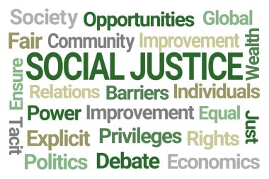 Beyaz Arkaplanda Sosyal Adalet Sözcüğü Bulutu