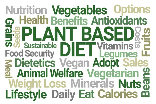 Dieta Vegetale Dieta Word Cloud Sfondo Bianco — Foto Stock