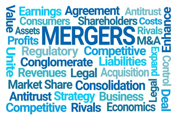 Mergers Word Cloud White Background — Stock Photo, Image